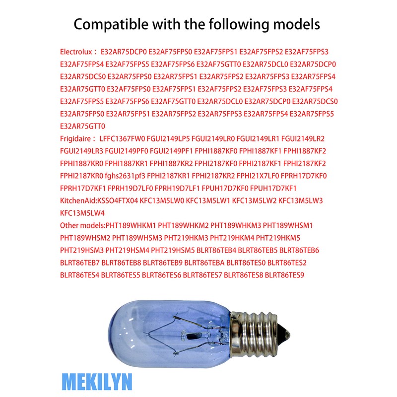 MEKILYN 120v 40w Refrigerator Light Bulb, for Whirlpool Kenmore Frigidaire