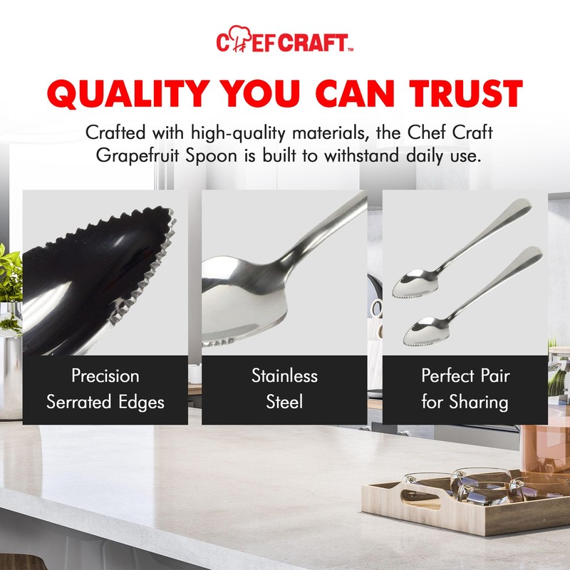 Chef Craft Select Serrated Grapefruit Spoon, 9 inch 2 piece