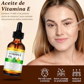 Aceite de Vitamina E Oil,Aceite de Vitamina E Puro 75,000 UI,Tratamiento Facial y Corporal Hidratante y Nutritivo para Rostro,Cicatrices, Piel Seca y 
