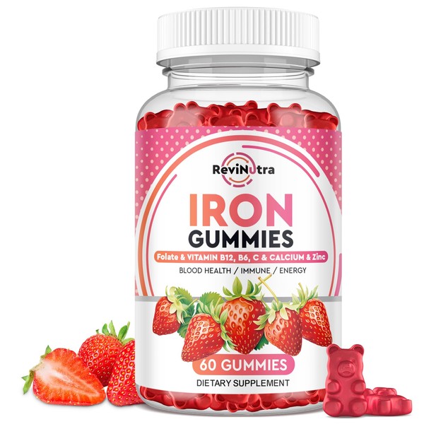 Iron Gummies - with Calcium, Zinc, Folate & Vitamin B12,