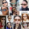 QYVEWY Retro Oval Sunglasses for Women Men Small 90s Trendy
