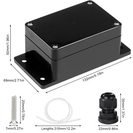 Junction Box IP65 Waterproof Pack of 2 Junction Box 100 x 68 x 50 mm Junction Box Surface-Mounted Distribution Box ABS Empty Housing Plastic Small for Wet Room Electric Box