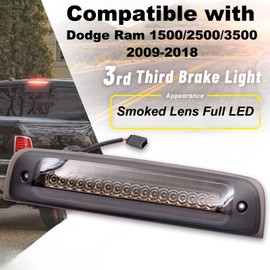 Fancemot LED Third Brake Light Compatible with Dodge Ram 1500 2500 3500 2009-2018, Smoked 3rd Brake Light with Red LED Strobe High Mount Stop Light White Cargo Light