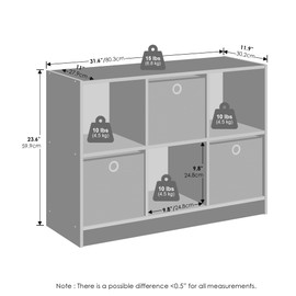 Furinno Cubic Multipurpose Clothing & Closet Storage Organizer Shelf with Bin Drawers, 6-Cube, White/Light Blue