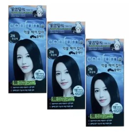Fruit Nation 과일나라 컨퓸 먹물 헤어칼라 블랙빈 2N 흑갈색 3개 갑오징어 추출물 Fruit Country Permanent Hair Color Black Bean 2N Dark Brown 3 Packs with Squid Ink Extract [Black Bean 2N Dark Brown 3 pieces]