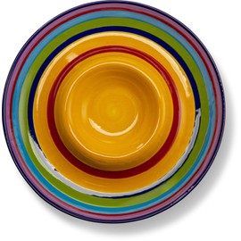 Chip and Dip Dish, Serving Platter, by Kook, Ceramic Make, Multi-Color, Chips, Dips, Appetizers, 12.6 in