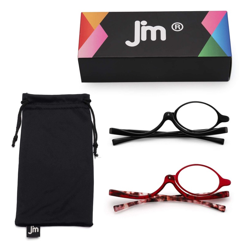 JM 2 Pairs Makeup Reading Glasses Magnifying Flip Down Cosmetic