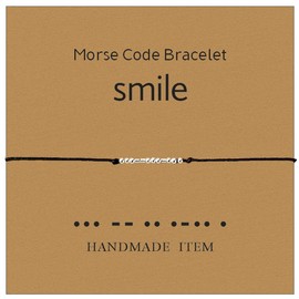 TESTRYE Morse Code Bracelets for Women,Smile Morse Code Bracelets with Adjustable String,Inspirational Gifts for Women Men Friends (smile)
