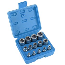 FIFIBANG E-Torx Star Socket Set E4, E5, E6, E7, E8, E10, E11, E12, E14, E16, E18, E20, E22, E24, Torx Socket Spanner Set 1/2 inch, 1/4 inch, 3/8 inch with Storage Box (Blue)