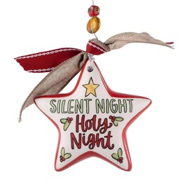 Glory Haus Silent Night Holy Night Star Ornament - Hand-Painted Ceramic Christmas Tree Decor with Baby Jesus Design, Ideal for Holiday Decor, Christmas Decorations, and Unique Christmas Tree Ornaments