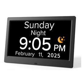 Mitoart 10.1 Inch Digital Alarm Clock with Date and Day of Week for Dementia Seniors, Clear Large Screen, Multiple Alarm Sets, Auto DST, Designed Specifically for Elderly - Black