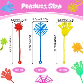 Kigift 30Pcs Sticky Hands Game, Stress Relief Stretchy Toys for Kids, Multicolored Stitch Party Bag Fillers Novelty Party Bag Toys, Wacky Fun Toys for Birthday Party Favor or Classroom Rewards B