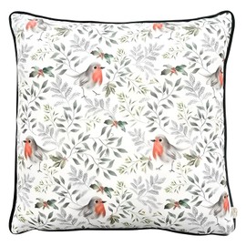 Evans Lichfield Festive Robin Cushion Cover, Bottle Green, 43 x 43cm