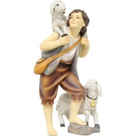 FADEDA Shepherd with Sheep/Height: 9 cm/Hand-Painted/Detailed Nativity Scene Figures - Christmas Table Decoration Nativity Accessories