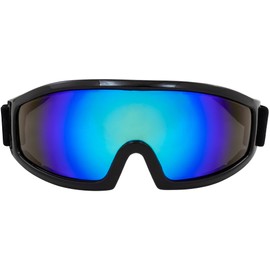 Birdz Eyewear Robin Sport Skydiving Snowboarding Motorcycle Riding Goggles Black Frame with Blue Mirror Lens