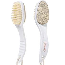 JIEYAO 2 in 1 Foot Pumice Stone Brush, Foot Brushes & Pumice Exfoliator Pedicure Tools, Shower Foot Scrubber Brush Double-Sided Pumice Foot File Dead Skin Callus Remover for Foot Care