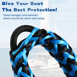 4 Pcs Boat Bungee Dock Lines, 4 Feet Mooring Rope for Docking Stretches to 6 Feet, Mooring Line Boat Accessories Docking Ropes PWC Dock Ties for Boats with a Hook (Blue and Black)
