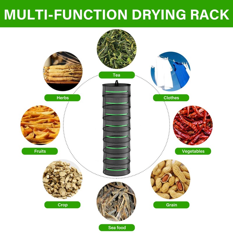 iPower 2ft 8-Layer Foldable Herb Mesh Rack with Zippers Hanging