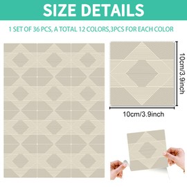 WEBEEDY 36 PCS Minimalist Style Tile Stickers Peel and Stick Backsplash Tile Stickers Detachable DIY Self-Adhesive Wall Decals Waterproof Removable Decorative Sticker for Kitchen Bathroom,4x4inch