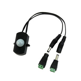 RGBZONE Automatic Mini 5A PIR Infrared Motion Sensor Detector Switch for LED Strip Light + Female Male DC Power Connector
