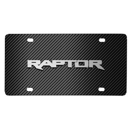 iPick Image for Ford F-150 Raptor 3D Logo Black Carbon Fiber Patten Steel License Plate