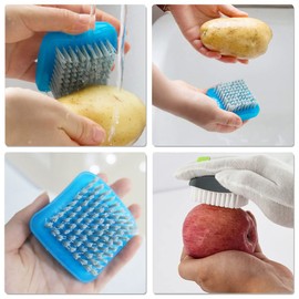 QUANXILXU 2 Pcs Vegetable Brush Potato Brush Scrubber Flexible Fruit and Vegetable Cleaning Brushes Good Grips Vegetable Scrubbing Brushes for Washing Fruit Carrots Potato Mushrooms(Random Color)