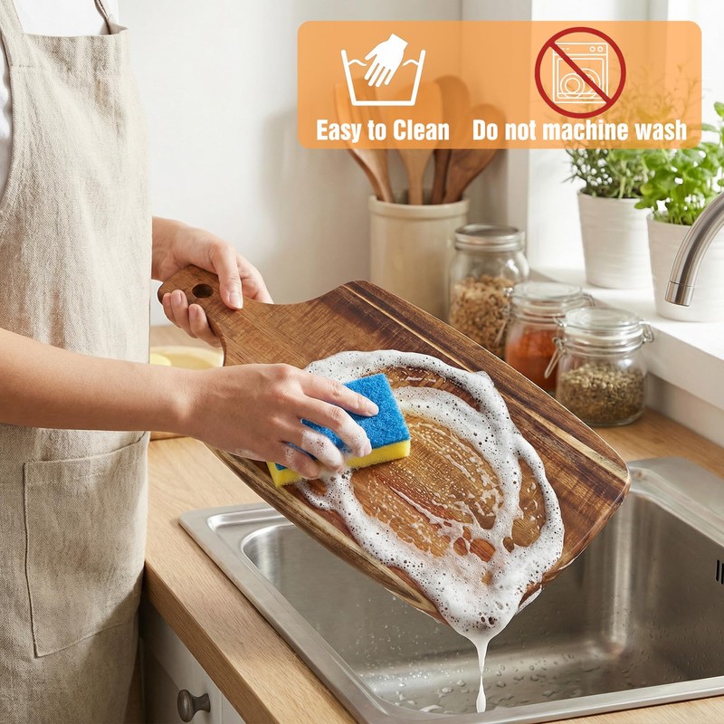2 Pack Acacia Wood Cutting Board with Handle – 2