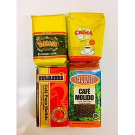 Puerto Rico Coffee Lovers - Value Pack 1 (Yaucono, Crema, Mami, Del Patio) & Two Pouches of Accent Garlic,Onion & Annatto Seasoning as a free Sample!