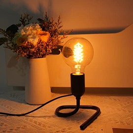 Luxvista Table Lamp with E27 Base, Triangular Vertical Lamp Holder, 50W Maximum, 1.8m Cable with Plug and Switch, AC220-240V, Black