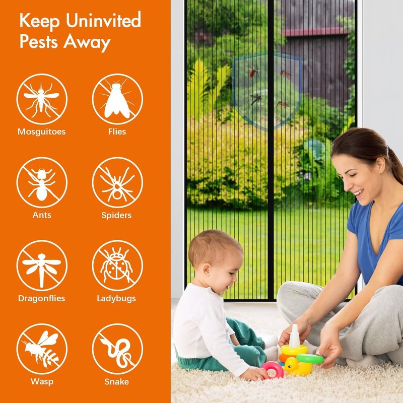 Magnetic Screen Door for Tall Doors, Durable Mesh with Magnetic
