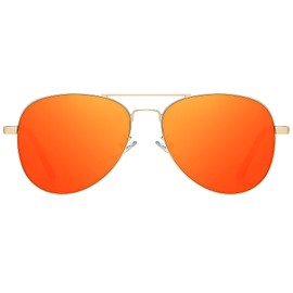 H HELMUT JUST Sunglasses Men's Aviator Glasses Women Unisex Polarised with UV400 Protection Retro Large Classic Ultralight, Red mirrored