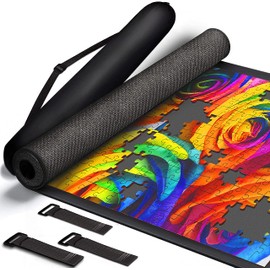Yupyy Puzzle Mat Roll Up – Large 46"x26" Portable Puzzle Organizer for Up to 1500 Pieces – Protect Finished & Unfinished Jigsaw Puzzles Without Creases – Non-Slip Rubber Felt Mat