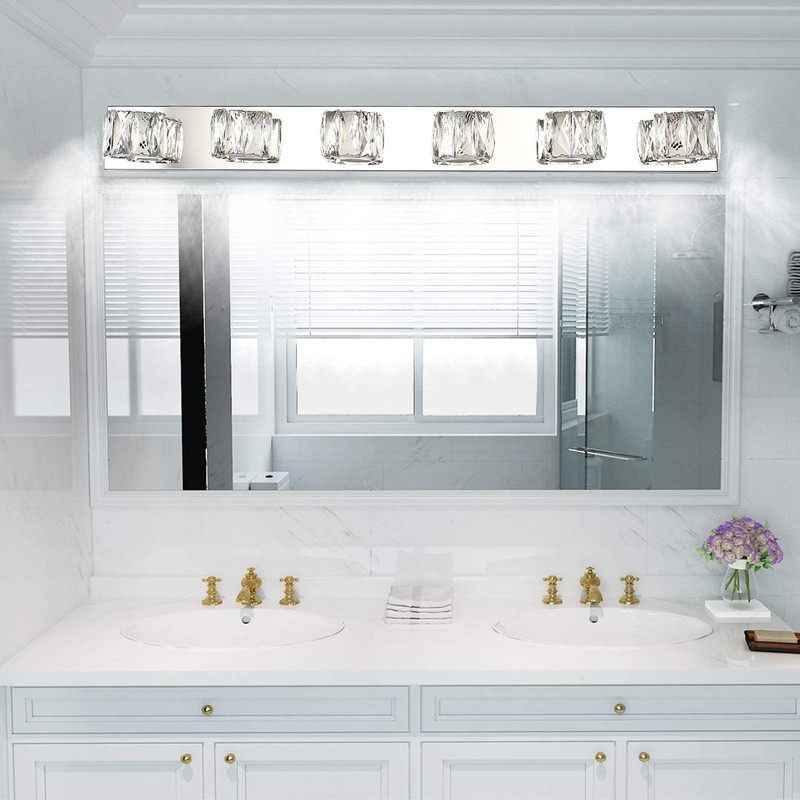 Aipsun 6 Lights 41in Crystal Vanity Lights Over Mirror Long