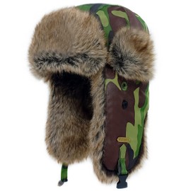 HEYANN Winter Trapper Hat Faux Fur Hunting Ski Pilot Hat Camo Hat for Men &Women with Ear Flaps (S)