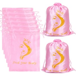 6PK Satin Wig Bags with Drawstring - Silk Hair Storage Bags for Multiple Wigs...