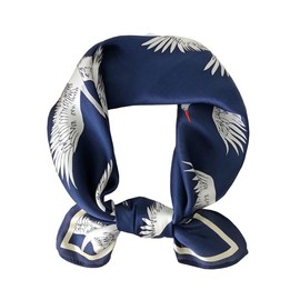 ANDANTINO 100% Real Mulberry Silk Scarf -21'' x 21''- Lightweight Neckerchief –Women Men Small Square Digital Printed Scarves (Red-Billed Crane)