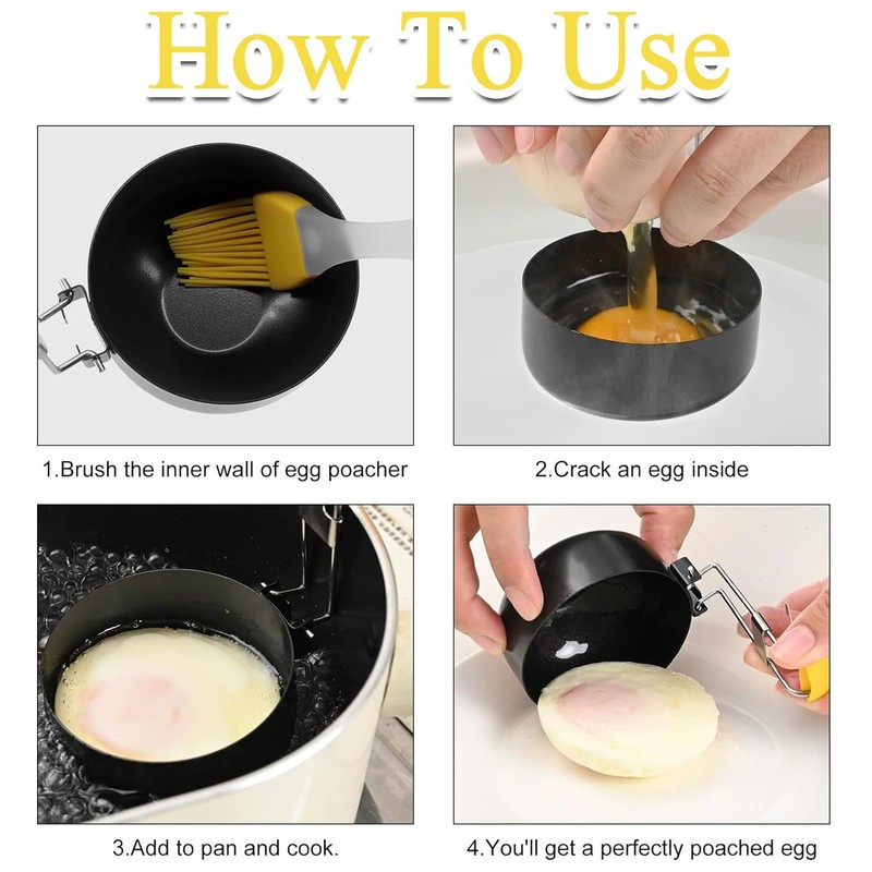 2 Pack Egg Poacher, Stainless Steel Poached Egg Moulds, Poached