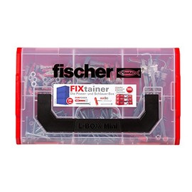 fischer FIXtainer DuoPower/DuoTec Smart Power Box with 200 Items, Universal Dowels, Tilting Dowels and Screws, Practical Tool Box with Carry Handle and Click System, Dowel Set