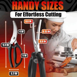 Liberhaus Heavy Duty Poultry Shears – Stainless Steel Meat Scissors Heavy Duty Ergonomic