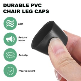 M METERXITY 64-Pack Chair Leg Caps, 7/8 Inch(22mm) PVC Chair Leg Floor Protectors for Folding Chairs/Metal Chairs/Furniture Table/Hardwood Floors, Round Non-Slip Cover End Tips [Black]