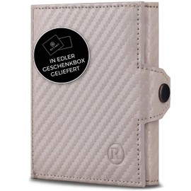 RUTAKO Slim Wallet with Coin Compartment, Mini Wallet for Men and Women, Credit Card Holder, Small Wallet, Carbon Beige, Without coin compartment