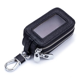 imeetu Key Case, Smart Key Case with Carabiner, 2 Rooms, Genuine Leather, Compact, Genuine Leather, Men's, Women's, Black