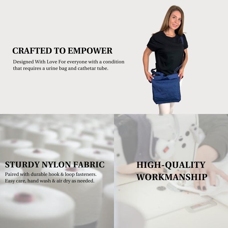 Urine Drainage Bag Holder with Catheter Tube Cover & Adjustable