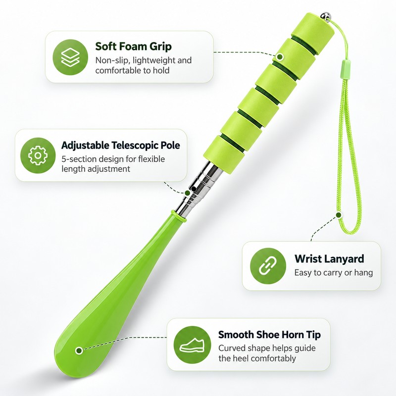 Adjustable Long Shoe Horn for Easy Shoe Wearing – 12–28