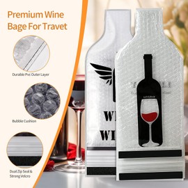 4 Pack Reusable Wine Bag for Travel Wine Bottle Protector Sleeve, Double Layer Leak Proof Wine Travel Bags for Wine Bottles Airplane Car Cruise Safety Impact Resist, Wine Sleeves for Suitcase