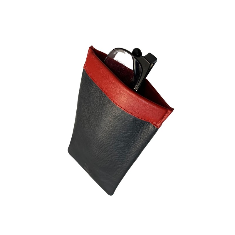 Mala Leather Two Tone Wide Snaptop Real Leather Glasses case