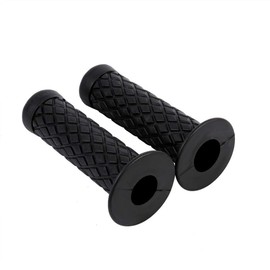 HANSWD 22mm Motorcycle Rubber Handle Grips Left and Right Set of 2 Corrosion Resistant Low Temperature (Black)