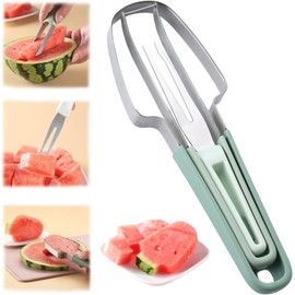 3-in-1 Watermelon Cutter & Slicer Tool – Stainless Steel Watermelon Fork, Popsicle Cutter, and Melon Knife for Effortless Fruit Preparation, Perfect for Kitchen and Outdoor Use