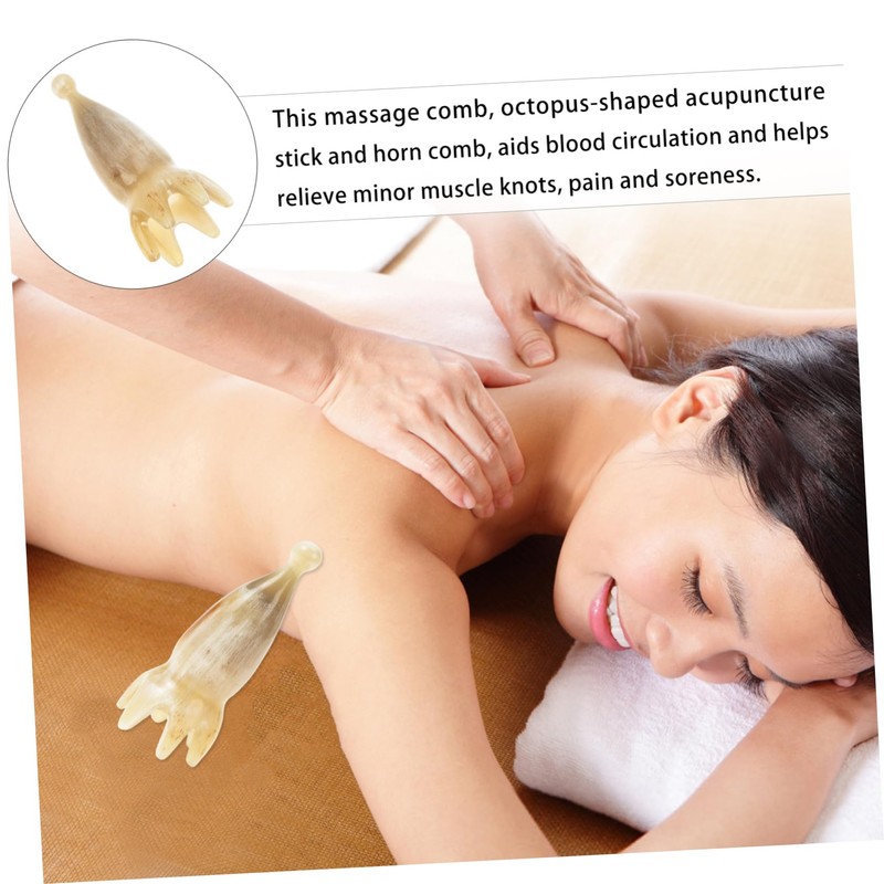 FOMIYES Natural Ox Horn Scalp Massage Comb Scalp Massager Brush