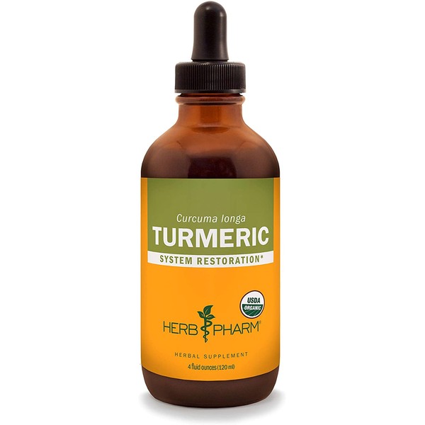 Herb Pharm Certified Organic Turmeric Root Liquid Extract for Musculoskeletal System Support - 4 Ounce